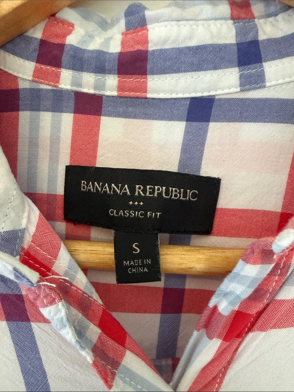 Banana Republic White, Red & Blue Plaid Button-Up Shirt - Picture 2 of 6